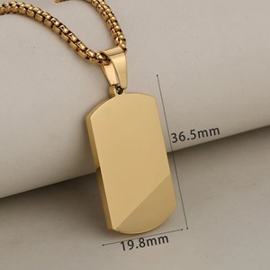Collier pendentif carré bicolore à coupe diagonale, en acier inoxydable, 3 couleurs (or, argent, noir), bijoux de mode hip-hop streetwear - Product Image 2