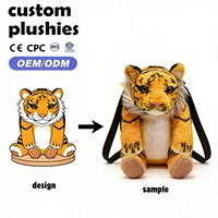 Sac à dos en peluche tigre en polyester moelleux avec rembourrage en coton PP - Sac en peluche mignon pour les voyages et l'école