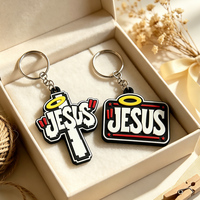 Lot de porte-clés en PVC très demandé, vente en gros, cadeau religieux, croix, lettres, porte-clés en silicone souple, porte-clés personnalisé en caoutchouc Jésus