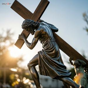 Estatua de bronce Católica Cristiana Séptima estación Tamaño real Jesús cae la segunda vez Famoso Jesús 14 estaciones Escultura de latón - Product Image 3