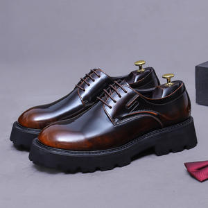 Nuevos productos Zapatos de <span class=keywords><strong>boda</strong></span> de cuero de vaca genuino para hombres Suelas gruesas Zapatos de aumento de altura para hombres vintage - Product Image 4
