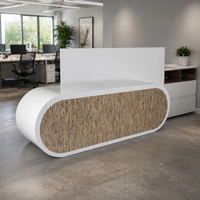 Bureau de direction moderne en surface solide blanche, durable et écologique, avec armoire à dossiers, style de designer renommé, mobilier de bureau