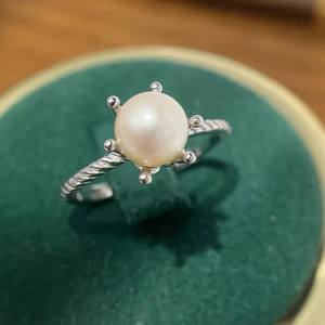 10702 DIY Pearl Accessories S925 Silver Ring Empty <b>Holder</b> 8-9mm Round Beads with <b>Bow</b> Decoration Loose Pearls - Product Image 1