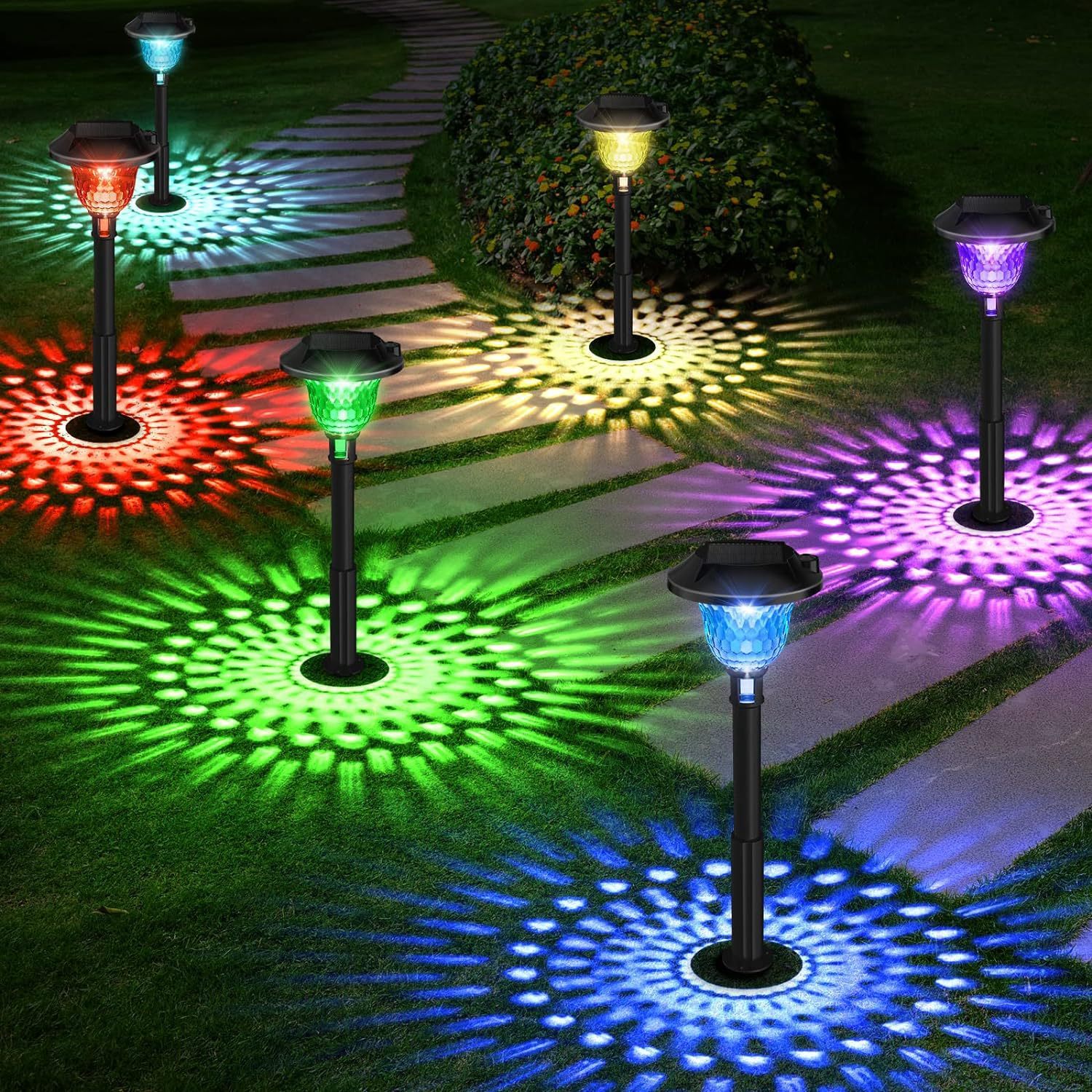IP65 Waterproof RGB LED Solar Garden Lamp Outdoor Landscape Pathway Lawn Lights with Color Changing Ground Plug