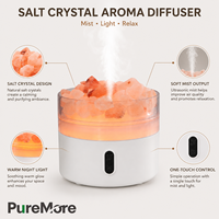 Humidificateur compact de bureau avec lampe de sel de l'Himalaya, brume silencieuse, veilleuse pour chambre à coucher, bureau, diffuseur d'arômes de table