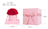 HFlora Nouvelle conception élégante de roses éternelles décoratives dans une boîte en acrylique, cadeau pour Halloween, la Saint-Valentin, écologique, longue durée