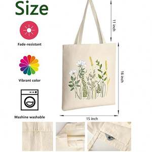 Sac fourre-tout promotionnel personnalisé en toile de coton naturelle durable avec logo et motif lettres, fermeture épaule - Product Image 2