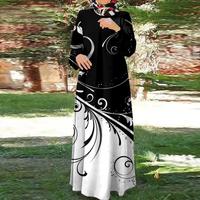 Robe longue femme coupe décontractée (Polyester, ourlet évasé, style ethnique) (Livraison directe disponible, pas de limite d'images, prix fixe)