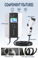Nouvelle station de recharge pour véhicules électriques Z6C 7KW/9.6KW/12KW avec écran LCD, utilisation commerciale et domestique, IP55/IP65, chargeur de voiture électrique, norme américaine