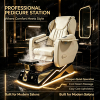 Chaise de pédicure professionnelle pour spa avec bain de pieds sans tuyauterie et lumière LED pour salon de manucure