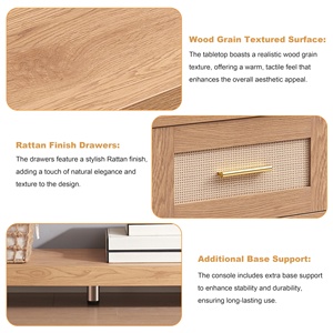 Oem <span class=keywords><strong>3</strong></span>-Drawer mây giao diện điều khiển bảng 2 <span class=keywords><strong>Tier</strong></span> hẹp gỗ sofa bảng thiết kế hiện đại cho phòng khách lối vào nhà bếp phòng ngủ - Product Image 3