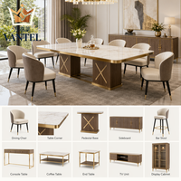 Ensemble de salle à manger contemporain de luxe Vantel, table et chaises en marbre, meubles pour l'hôtellerie résidentielle