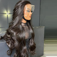 Perruques Lace Front en Cheveux Humains Vierge de Haute Qualité, Ondulées, avec Cuticules Alignées et Dentelle HD Sans Colle pour Femmes Noires - Longues