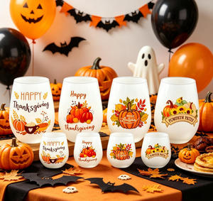 <span class=keywords><strong>Verres</strong></span> <span class=keywords><strong>à</strong></span> <span class=keywords><strong>vin</strong></span> sans pied personnalisés de qualité supérieure avec motif Halloween – Jolies coupes en forme d'œuf pour les fêtes - Product Image 3