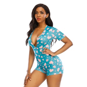 Damen Print Short One Piece Bodycon Pyjamas Stram pler Onesie Frauen <span class=keywords><strong>Piyama</strong></span> - Product Image 6
