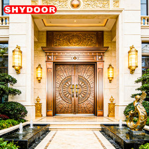 Puerta Principal de Entrada Moderna de Cobre, Puerta de Seguridad de Hierro, Puerta Principal de Lujo Personalizada de Acero Inoxidable para Villa - Product Image 4