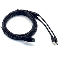Kabel usb daya 12V ke DC 5,5 usb B kabel usb daya Y splitter 2 IN 1 kabel untuk printer POS