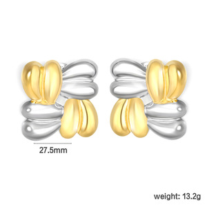 Boucles d'oreilles clous géométriques colorées en alliage de zinc, bijoux de fête tendance, design irrégulier, haut de gamme, doré argenté 18 carats - Product Image 5