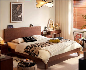 Amerikaans Retro Massief Houten <span class=keywords><strong>Bed</strong></span> Eigentijds Ontwerp Voor Thuis Slaapkamer Tweepersoonsbed Bruiloft Landelijke Stijl Grote Kleine Slaapkamers - Product Image 4
