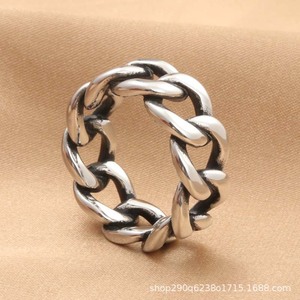 yunnique Men's <b>Titanium</b> Steel Chain <b>Ring</b> Retro Silver Color Punk Style Jewelry Gift - Product Image 3