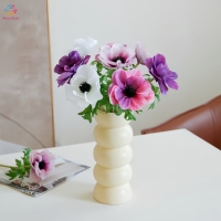 Tiges de fleurs d'anémone artificielles en tissu, fleurs artificielles réalistes avec des centres noirs pour la décoration de mariage, de la maison et des vases