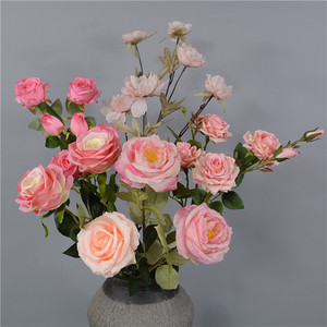 Vase à fleurs rose Dongchen Crafts en soie PU, décorations de table de mariage - Product Image 1