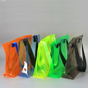 Logo customized wholesale beach swimwear waterproof clear transparent shopping bag colored jelly pvc tote bags