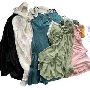 Bales of mix wholesale used clothes thrift adults silk night wear preloved kids chiffon pajamas ship to Philippines