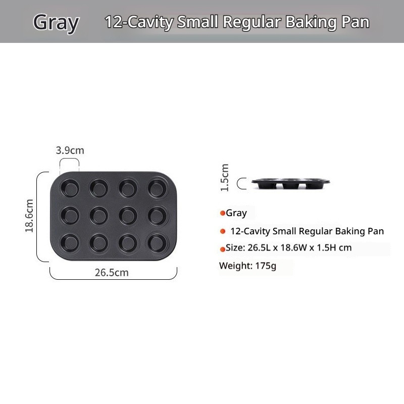 Plat de cuisson de style régulier gris 12 pièces (taille moyenne)