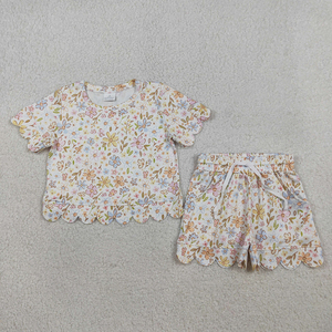 Conjunto de Ropa Casual de Boutique para Niñas con Flores, Trajes de Verano con Volantes, Ropa de Moda Infantil al por Mayor, Precio de Fábrica - Product Image 5
