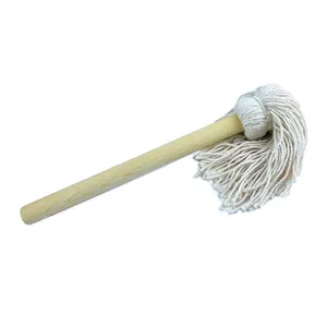 Fornecimento de fábrica 13 polegadas Cotton Basting Mop BBQ Brush Wood Handle Mop Mop Basting Brushes Oil Brush BBQ Acessórios