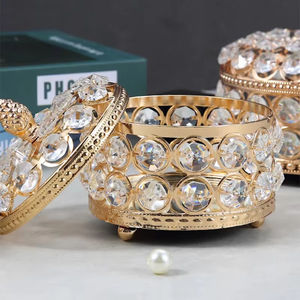 Boîte à bijoux européenne exquise et créative en cristal Nouveau rangement en métal haut de gamme pour bagues, perles, disponible en grandes, moyennes et petites tailles - Product Image 2