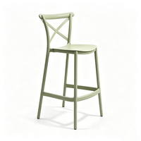 Chaise de bar moderne en plastique haute avec dossier croisé, empilable, pour hôtel, maison, café, restaurant