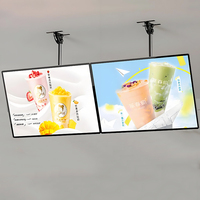 Boîte à lumière LED ultra-mince en verre trempé, affichage de poster suspendu, boîte à lumière publicitaire LED pour les entreprises, les magasins, les clubs