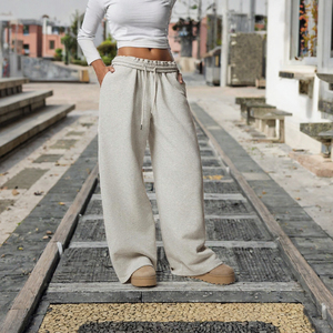 Pantalones Casuales Transpirables de Corte Holgado con Cintura en V para Mujer, Pantalones Rectos Personalizados para Gimnasio, Fitness y Ocio - Product Image 3