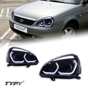 Para los conjuntos de faros delanteros del Lada Priora 2007-2018: kit de conversión de lentes LED con luces diurnas y direccionales secuenciales - Product Image 1