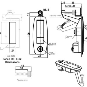 <span class=keywords><strong>Serrure</strong></span> à ressort mécanique MS718/MS709 pour armoire de distribution, châssis de voiture et compresseur d'air - Noir/Argent 2 clés - Product Image 5