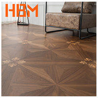 Parquet HBM en chêne véritable 100 % écologique, moderne, pour chambre à coucher, raclé à la main, avec incrustation en laiton, motif, épaisseur 15 mm