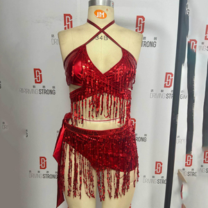 Ensemble <span class=keywords><strong>de</strong></span> maillot <span class=keywords><strong>de</strong></span> <span class=keywords><strong>bain</strong></span> trois pièces comprenant un haut à paillettes, un <span class=keywords><strong>short</strong></span> et une tenue <span class=keywords><strong>de</strong></span> plage avec des franges fluides pour un style accrocheur - Product Image 6