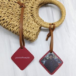 Hanging Ornament Blank <b>Bag</b> <b>Charm</b> Pendant Personalized Custom Photo PU Leather Pendant with Strap - Product Image 3
