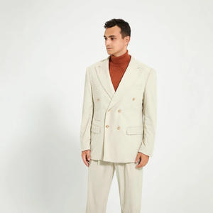 Étiquettes d'expédition autocollantes transfrontalières très vendues Watsons <span class=keywords><strong>Paul</strong></span> Costume pantalon homme style Old Money double boutonnage en velours côtelé blanc - Product Image 3