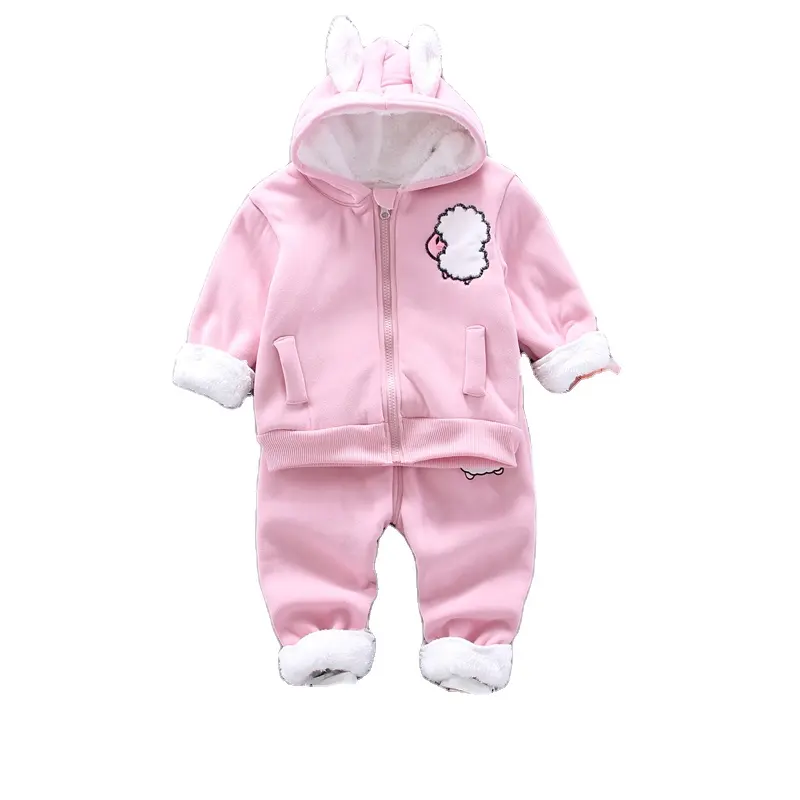 2022 New Design Wholesale Children's Kid Winter Keep Warm Hoodie Clothing Sets Comfortable Casual Cute Cartoon Baby Boy Clothes