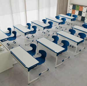 Bureau de formation personnalisé moderne à double siège en métal pour étudiants avec chaise d'école pour chambre à coucher conférence école Cram tutorat - Product Image 6