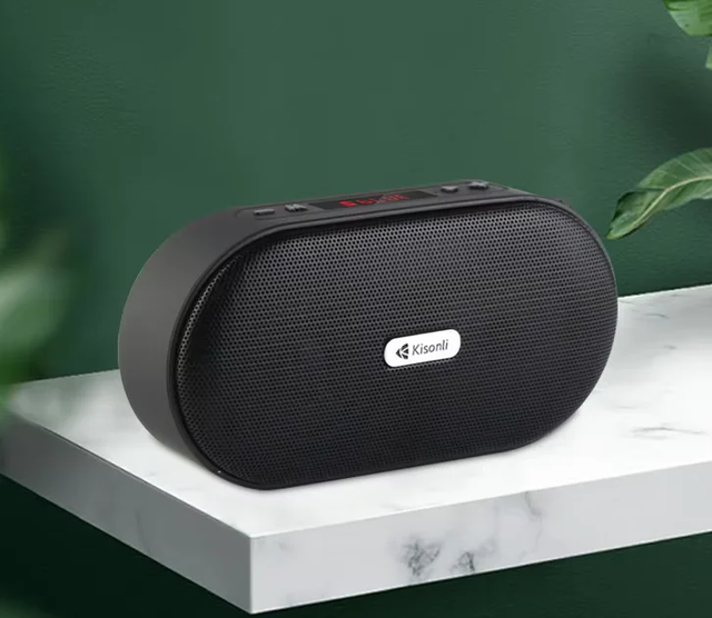 Mini Wireless BT5.3 Plastic Portable Speaker with Strap LCD Screen FM Radio APP Supported for Outdoor Hiking Stereo Soundbar