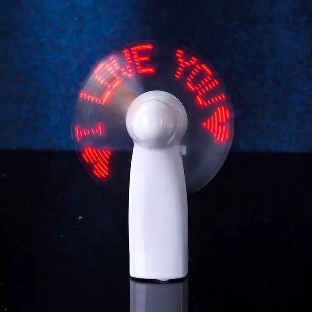 Air Cooling Handheld Traveling White Words LED Mini Ventilation Custom Message LED Flashing Fan