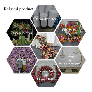 ดอกกุหลาบปลอมสีแดงโรสโกลด์วินเทจประดับแถวดอกไม้ผ้าไหมสำหรับงานแต่งงาน - Product Image 6