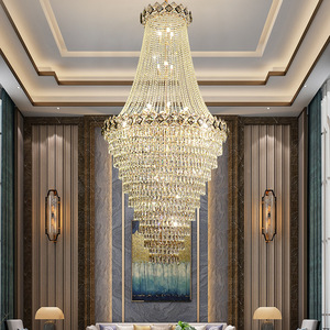 Elegant Multi-Head Crystal Chandelier Long Shape LED <b>Light</b> Source Living Room Main Hall <b>Light</b> High-End Villa Staircase <b>Lighting</b> - Product Image 3