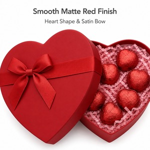 Caja de Regalo de Chocolate en Forma de Corazón Rojo Mate Personalizada con Lazo de Cinta, Dos Piezas, Suministro Directo de Fábrica al por Mayor <span class=keywords><strong>para</strong></span> Venta al por Menor y <span class=keywords><strong>Regalos</strong></span> - Product Image 2