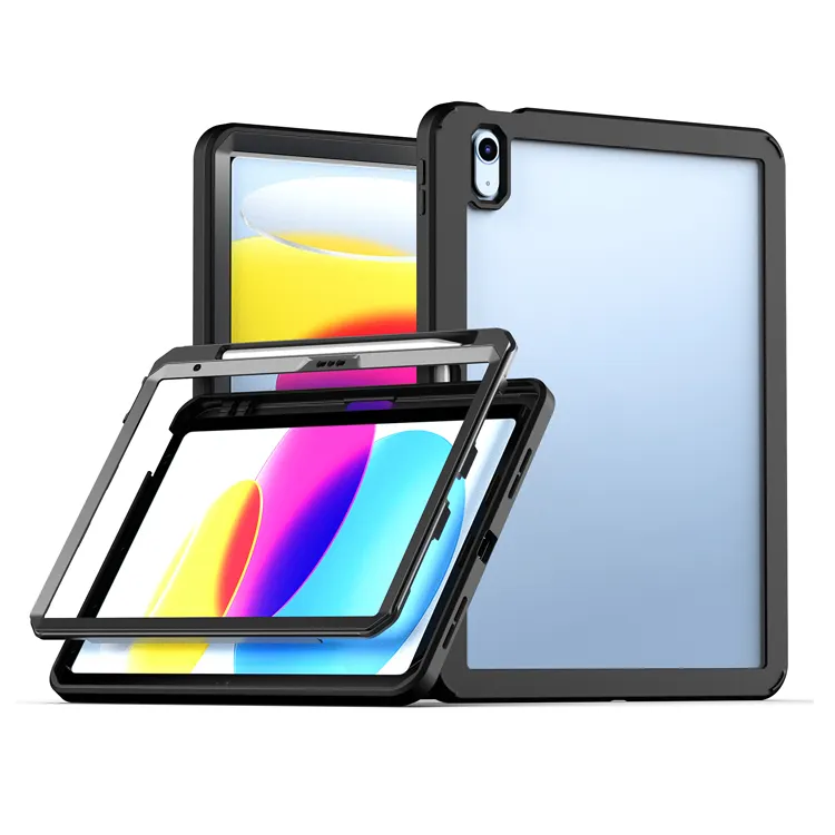 Concha acrílica transparente de luxo da tablet, com parte traseira + capa dianteira para ipad 10 10th 2022 10.9 case