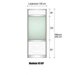 Parete Divisoria Modulare Continua in Alluminio e Perle di Vetro Satinato con Porta H2550xl1000 mm Colore Grigio Misto per Camera da Letto e Cucina - Product Image 1